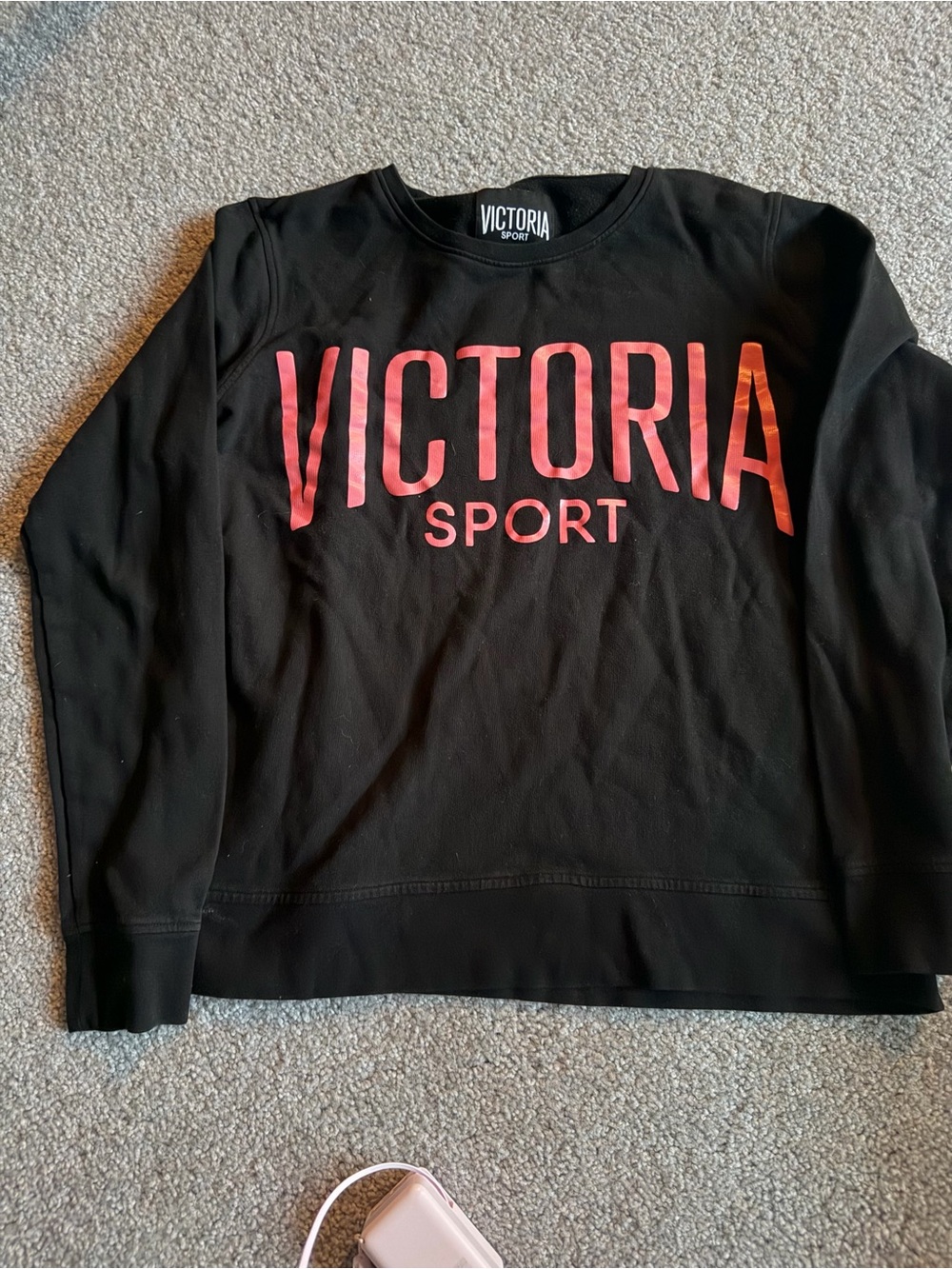 Victoria's Secret Sport Black Sweatshirt with Pink Ombre Logo